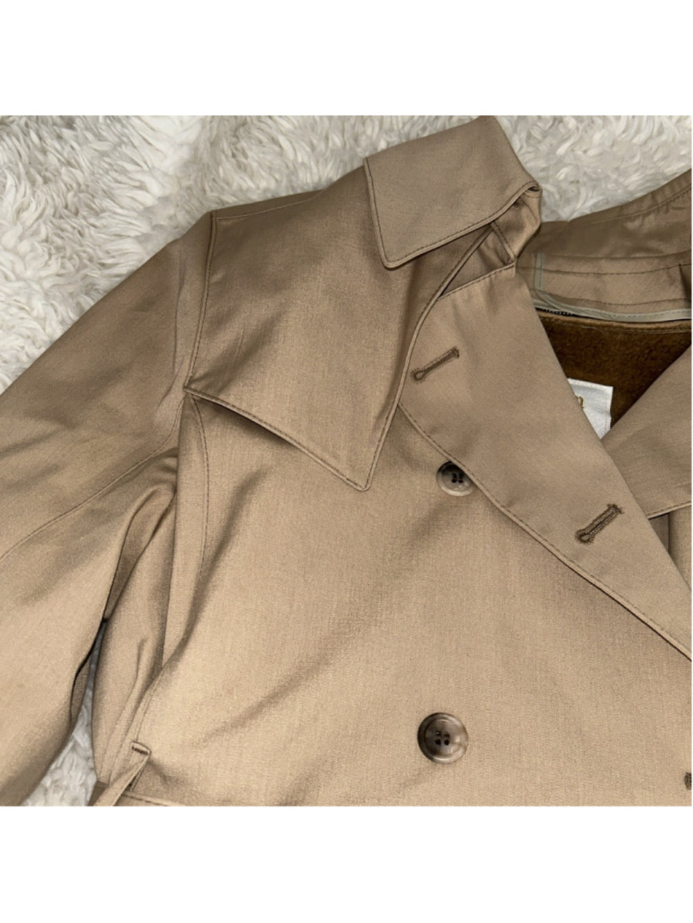 London Fog Womens 6 Petite Beige Vintage DBL Breasted Trench Coat - Picture 12 of 16